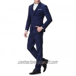 Cloudstyle Men's 3-Piece 2 Buttons Slim Fit Solid Color Jacket Smart Wedding Formal Suit