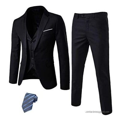 EastSide Men's Slim Fit 3 Pieces Suit  One Button Blazer Set  Jacket Vest & Pants