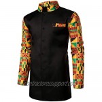 LucMatton Men's African 2 Piece Set Long Sleeve Button up Tops and Pants Traditional Dashiki Suit