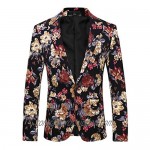 Mens 2 Piece Suit Notched Lapel Floral 1 Button Slim Fit Prom Tweed Suit