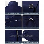 MY'S Men's 3 Piece Slim Fit Suit Set One Button Solid Jacket Vest Pants with Tie