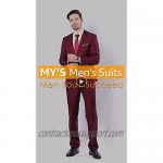 MY'S Men's 3 Piece Slim Fit Suit Set One Button Solid Jacket Vest Pants with Tie