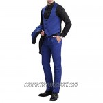 YFFUSHI Men's Elegant Jacquard 3 Piece Suit Slim Fit Royal Blue Tuxedo