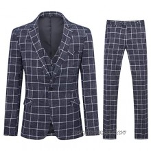 YFFUSHI Men's Plaid Tweed 3 Piece Suit Slim Fit One Button Dinner Suit Tuxedo