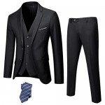 YND Men's Slim Fit 2 Button 3 Piece Suit Set Solid Blazer Jacket Vest Pants & Tie