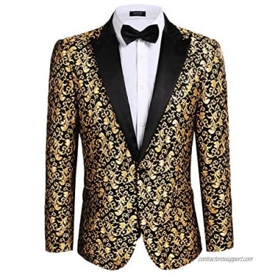 COOFANDY Men Floral Blazer Suit Jacket Dinner Party Prom Wedding Stylish Tuxedo