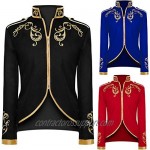 Crubelon Men's Court Fashion Prince Uniform Gold Embroidered Jacket Suit Jacket