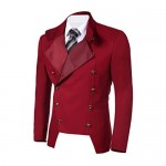 JINIDU Men's Casual Double-Breasted Suit Coat Jacket Business Blazers