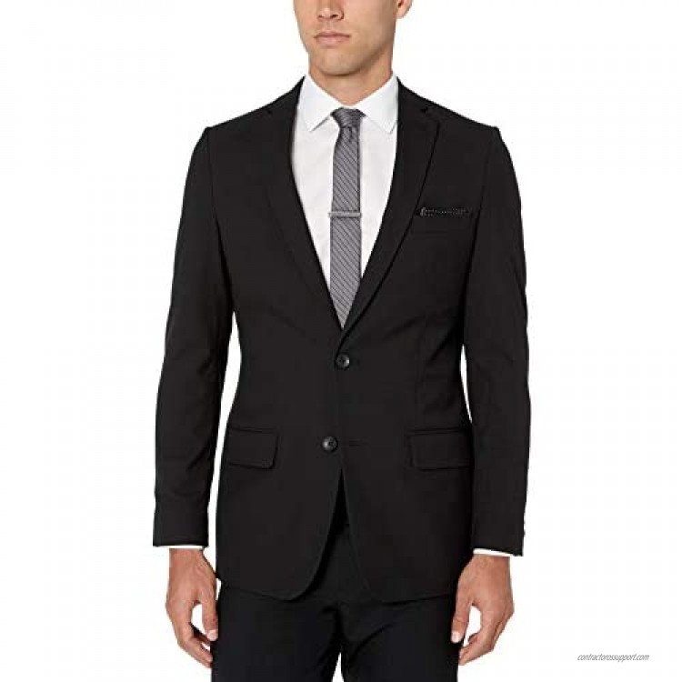 Louis Raphael Men's Slim Fit 2 Button Side Vent 4way Stretch Sharkskin Suit Coat