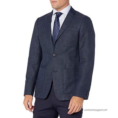 Perry Ellis Men's Slim Fit Solid Textured Jacket  Estate Blue  Large/42 Long