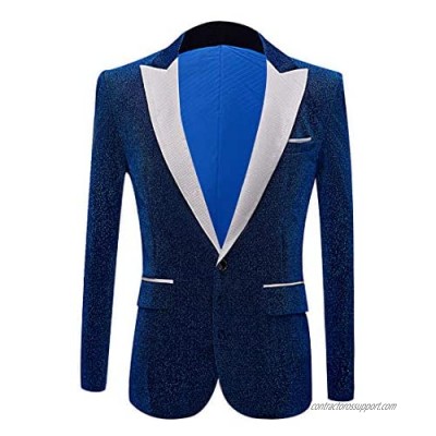 PYJTRL Men Fashion Shiny Blazer Wedding Grooms Prom Dress Suit Jacket