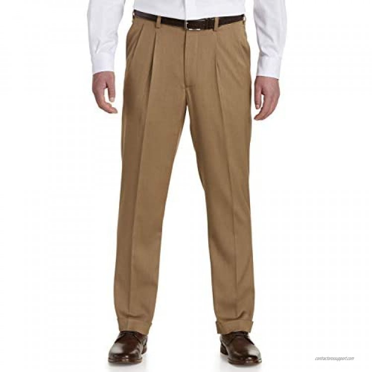 DXL Gold Series Big and Tall Pleated Pants; Unhemmed