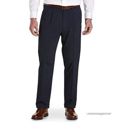 DXL Gold Series Big and Tall Waist-Relaxer Unfinished Pleated Suit Pants