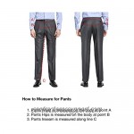 HBDesign Men's Casual Slim Fit Flat Front Straight Pleated Dark Grey Iron Free Pant