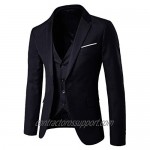 KASAAS 3-Pack Suits for Men Solid Slim Formal Business Wedding Prom Party Guest Blazer Jacket Vest Pants Set
