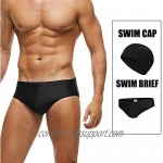 COOFANDY Men's Swim Briefs Sexy Bikini Swimsuit Solid Swimwear with One Swim Cap
