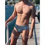 PJ PAUL JONES Men's Swim Brief Denim Print Swim Trunks Drawstring Waist Swimsuit Bikini Briefs