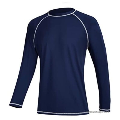 QRANSS Long Sleeve Swim Tshirt for Men Rash Guard Athletic Tee Skins UPF 50+