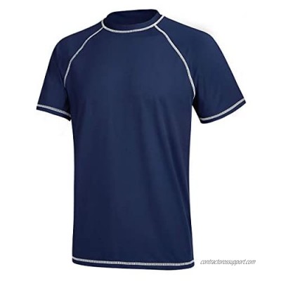 Satankud Men's UPF 50+ Rashguard Swim Tee Short Sleeve Running Shirt Swimwear Swim Hiking Workout Shirts