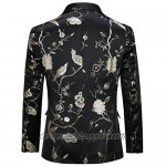 Cloudstyle Mens 2 Piece Floral Dress Suit One Button Dinner Tuxedo Jacket & Pants