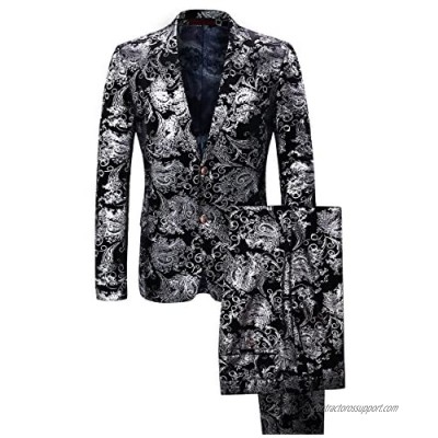 Cloudstyle Men's Dress Suit Single-Breasted 2 Pieces Slim Fit 2 Buttons Suits