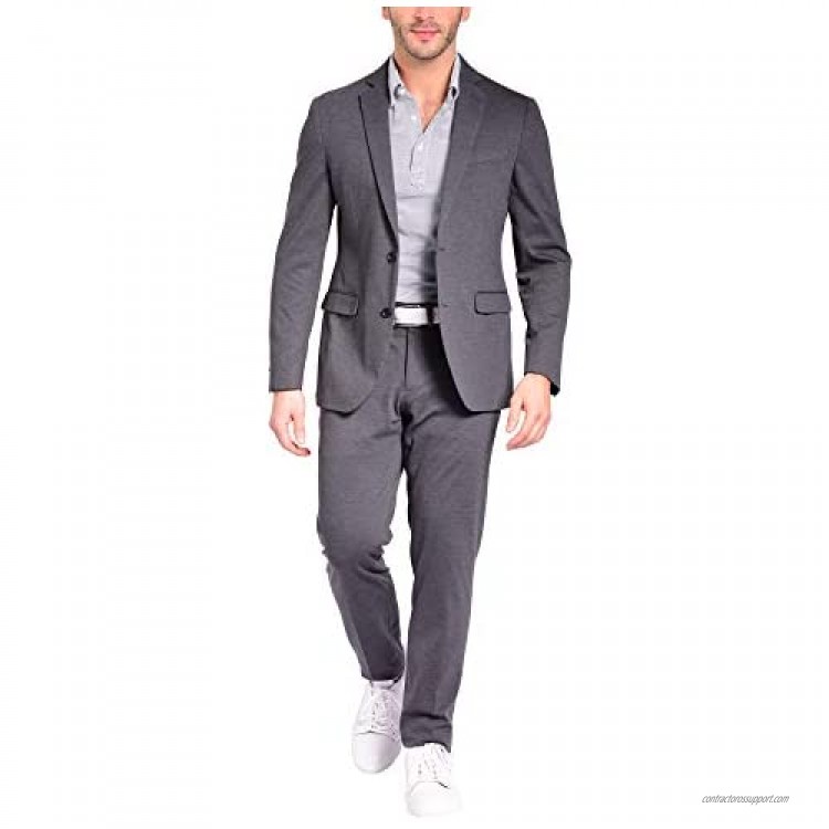 Craft & Soul Men's Slim Fit 2 Piece Jacket Pants Lightweight Casual Knit Suit