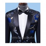 Mens 2-Piece Suits One Button Floral Blazer Dinner Jacket and Pants