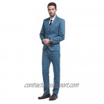 Mens 3-Piece Plaid Suit Set Modern Fit Jacket Tux Blazer Vest Pants