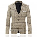 Men's 3-Piece Suit Plaid Slim Fit One Button Single-Breasted Wedding Blazer