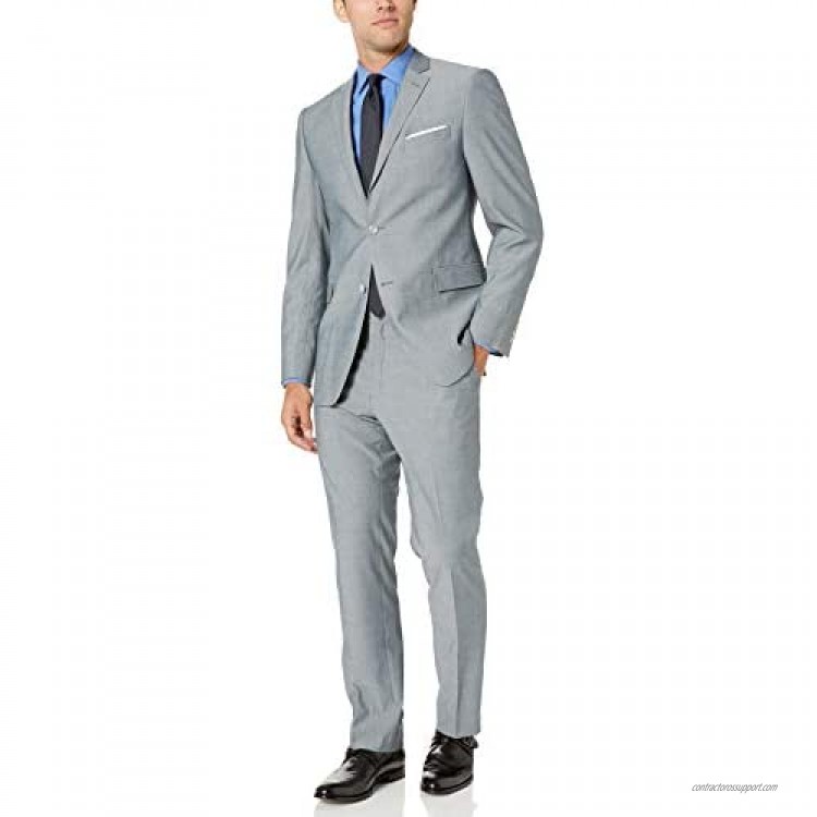 Perry Ellis Men's Two Piece Finished Bottom Slim Fit Suit