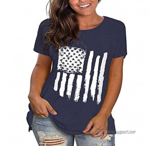 Beocut Plus Size 4th of July Shirts Women American Flag Patriotic T Shirts Graphic Tee Tunic Tops