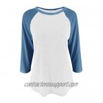 Bingerlily Women's Casual T-Shirts 3/4 Sleeve Color Block Cute Tops Comfy Blouses