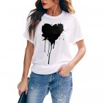 Blooming Jelly Womens Graphic Tees Short Sleeve Crew Neck Heart Print Casual T Shirts Tops
