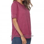 CoolooC Summer Tops for Women Short Sleeve Side Split T Shirts Casual Loose Tunic Tops