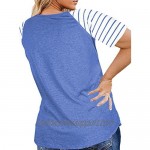 DOLNINE Women's Plus Size Tops Striped Raglan Tee Shirts Casual Tunics Blouses