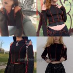 FAIMILORY Women's Streetwear Patchwork E Girl Shirts y2k Contrast Stitch Crop Top