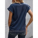 GOSOPIN Women Summer Short Sleeve Button Tunic Tops V Neck T-Shirt