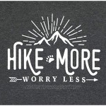 Hike More Worry Less Shirts for Women Hiking Shirt Funny Letter Print Tshirt Short Sleeve Shirt Gift for Hiker