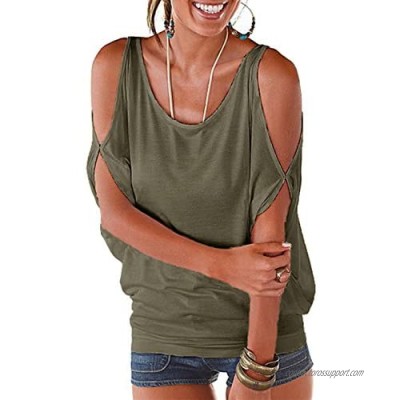 LEIYEE Womens Summer Cold Shoulder Tops Short Sleeve T Shirts Pullover Casual Dolman Blouses