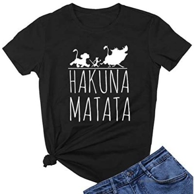 LOOKFACE Womens Hakuna Graphic Printed Tshirts Cute Funny Tees