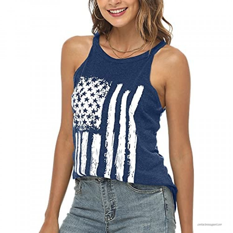 LUKYCILD Women American Flag Rocker Tank Tops 4th of July Patriotic Tees Vest Star Stripes Sleeveless USA Shirts