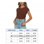 REORIA Women’s Summer Cute Short Sleeve Ruched Drawstring Ribbed Knit Workout Crop Top T Shirts