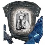 Rock Music Bleached T Shirts Gift Womens Retro Funny Letter Print Tee Tops Concert Distressed Graphic T-Shirt Tops