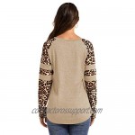 STYLEWORD Women's Leopard Print T Shirts Short Sleeve Color Block Raglan Casual Tunic Tops