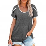 Summer Tops for Women 2021 Tulip Short Sleeve Shirts Loose Fit Comfy Tees XL Darkgrey