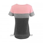 Vivitulip Women's Casual Short Sleeve T Shirts Color Block Crew Neck Tops Comfy Summer Tees
