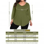 BELAROI Women 3/4 Sleeve Plus Size V-Neck Tunic Top Loose T Shirt with Pocket