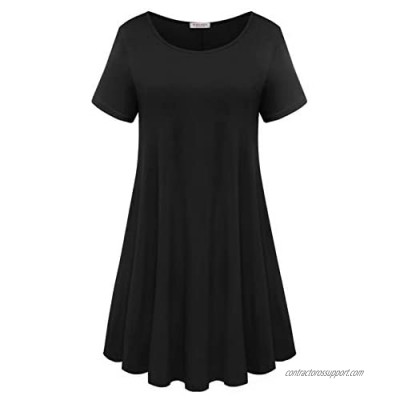 BELAROI Womens Comfy Swing Tunic Short Sleeve Solid T-Shirt Dress