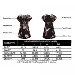 BEPEI Womens Short Sleeve Top Summer Floral Flowy Tunic Shirt Square Neck Blouse
