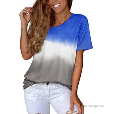 Cooluck Womens V Neck Shirts Short Sleeve Casual Tunic Summer Tops TShirt for Women